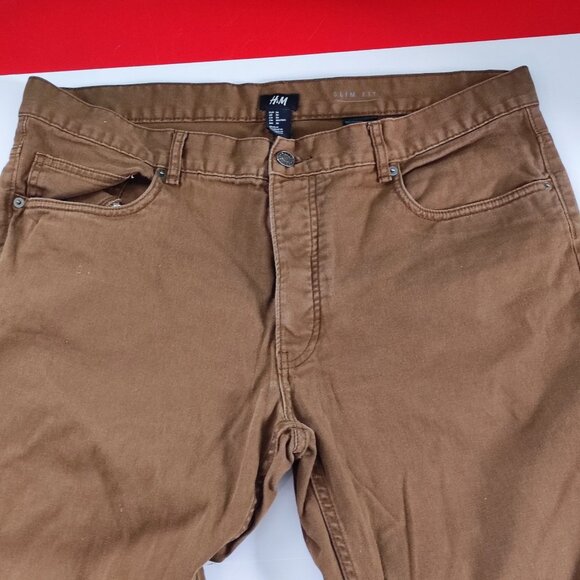 H&M jeans slim fit brown men's size 36 - Picture 2 of 13